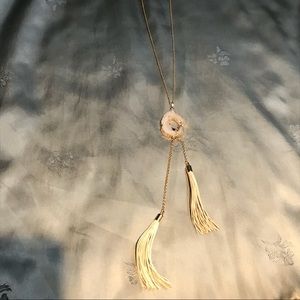 Tassel/stone like pendant & earrings